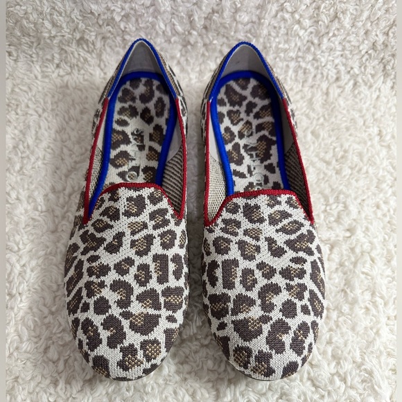 Rothy's Shoes The Loafer Womens 9 Tan Brown Leopard Flats Slip On Animal Round - Picture 3 of 14